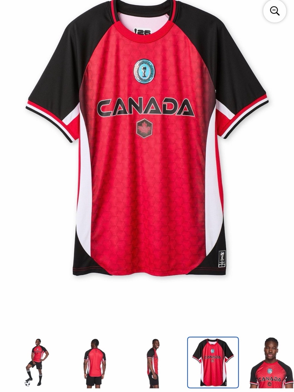 FIFA Menโs Canada Soccer Jersey Red Black Short Sleeve Size Large